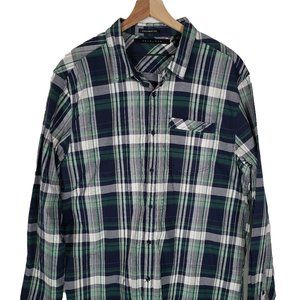 Sean John // 100% Cotton Green Plaid Shirt